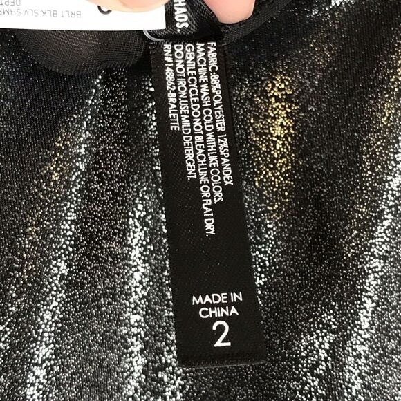 Torrid Curve Women's Black Shimmer Crop Top Size 2X Under It All Long Sleeve - Picture 10 of 10